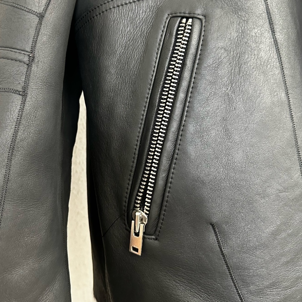 Iro Black Leather and Shearling Coat Size M - Picture 10 of 15